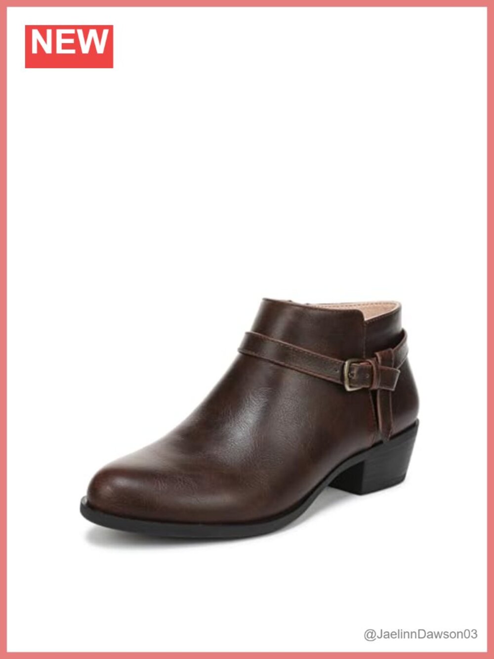 Faux Leather Ankle Bootie with Side Zip & Block Heel